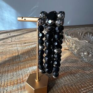 Vintage-Style Black Faceted Bead Stretch Bracelet –Classic Glam with Modern Edge